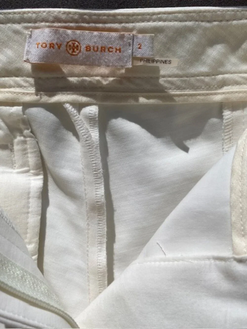 Tory Burch Vanner Pants Women's Cropped Ankle Cream Size 2